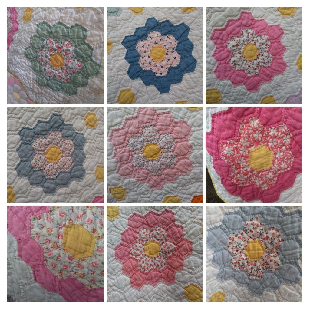 Antique アンティーク アンティークキルト 日本 grandmothers flower