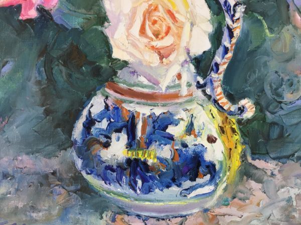 丸茂義輝 額付絵画 秀作 入札者 bの入札履歴 裏書有 8号 薔薇 油彩