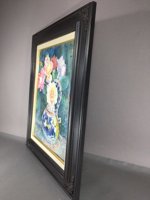 丸茂義輝 額付絵画 秀作 入札者 bの入札履歴 裏書有 8号 薔薇 油彩