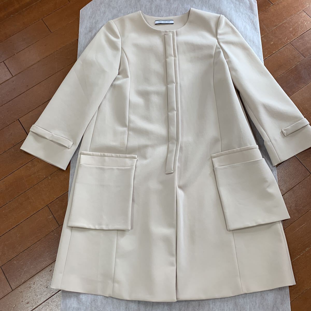 フォクシー FOXEY マットストレッチグログランコート スプリングコート