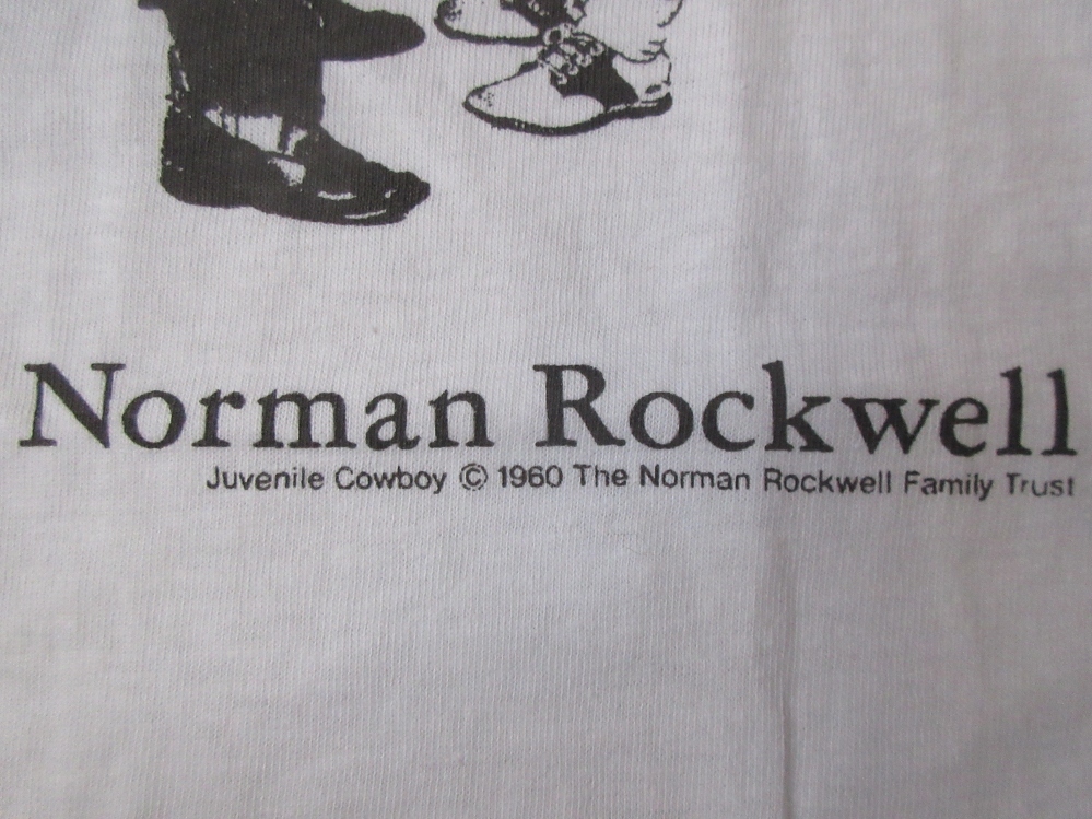 90's ノーマン ロックウェル Juvenile Cowboy Tシャツ L～XL位 白