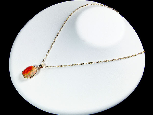 1円～【ジュエリー極】2色の輝き！超大粒天然バイカラーメキシコオパール13.22ct 高級K18ネックレス h1113vv【送料無料】