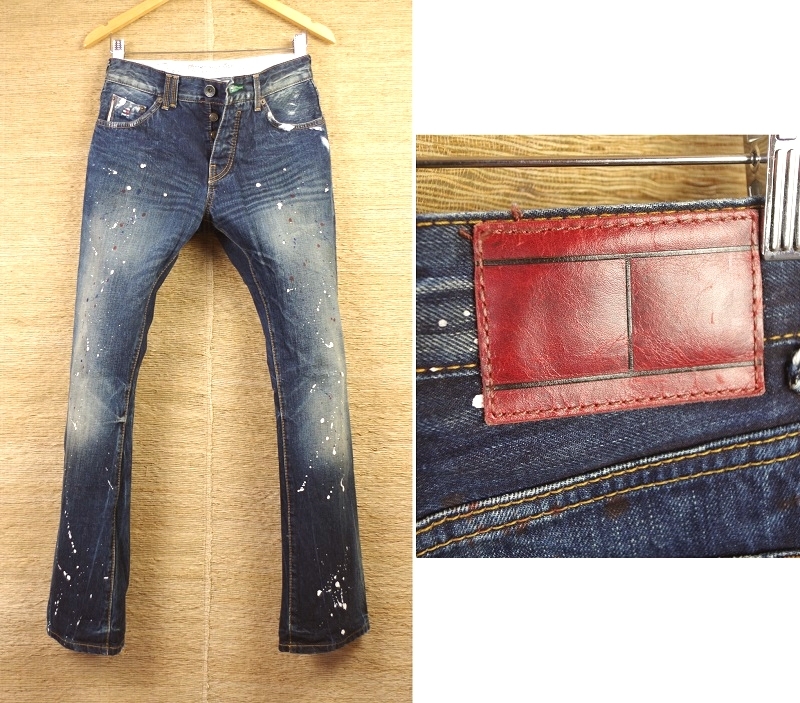 TOMMY HILFIGER/トミーヒルフィガー」ペイント加工デニムジーンズ 
