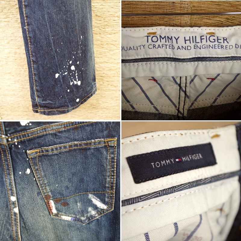 TOMMY HILFIGER/トミーヒルフィガー」ペイント加工デニムジーンズ 