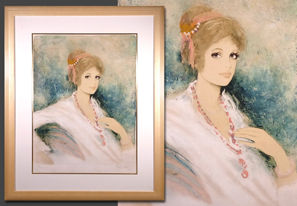 慶應◇【ベルナール・シャロワ】作 リトグラフ『真珠の首飾り