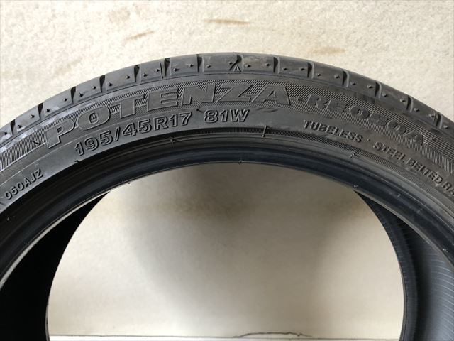 激安中古タイヤ　　195/45R17 81W BS POTENZA RE050A 16/13年製 4本
