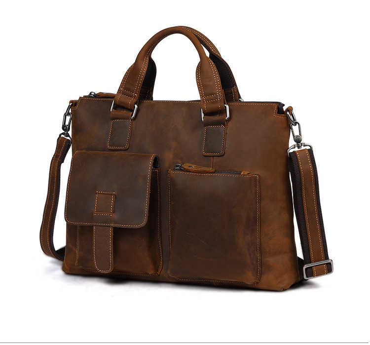m113/308新品 ハンドバッグ ショルダーバッグ 本革 レザー 斜め掛け 肩掛け 2way 大容量 メンズバッグ ビジネス 通勤 通学 ブラウン