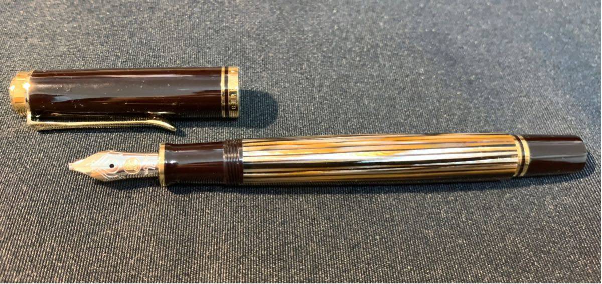 ペリカン万年筆400ヴィンテージ14金 茶縞 幻のストライプ！「ペリカン