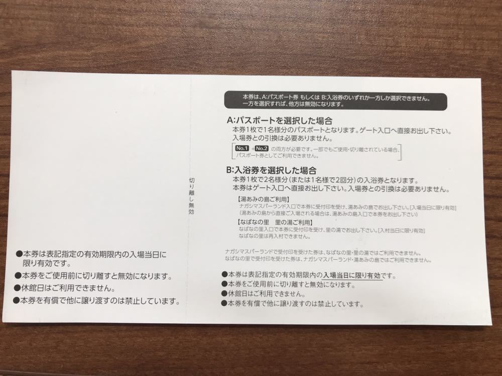 ナガシマスパーランド パスポート券 1名様分有効期限　2024年9