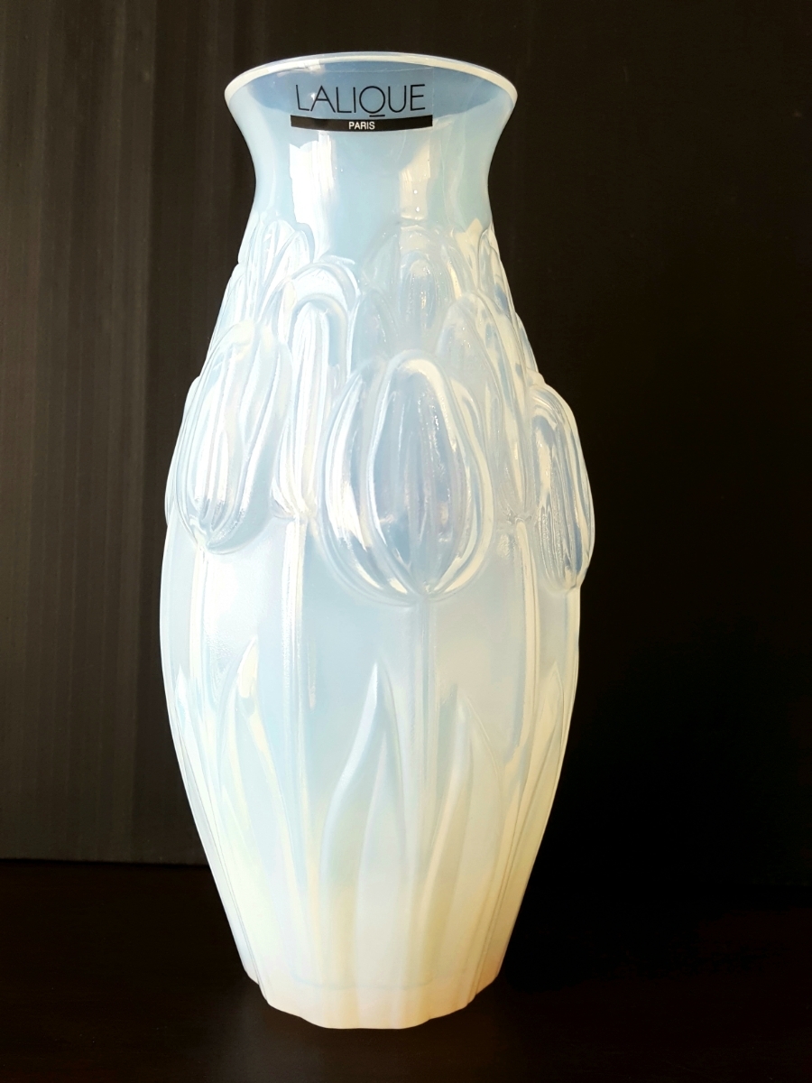 1円 LALIQUE ラリック TULIPES VASE OPALE クリスタル オパールセント チューリップ フラワーベース 花瓶 花器 乳
