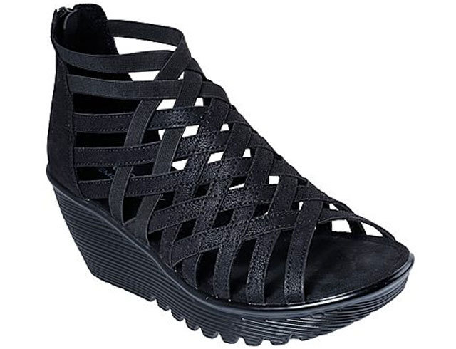 スケッチャーズ 41048 レディース ウエッジソール 厚底 ブーツ サンダル グラディエーター 靴 SKECHERS PARALLEL-DREAM QUEEN BLK 24.5cm