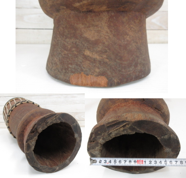 XE781■アジア? アフリカ? / 民族楽器 打楽器 太鼓 楽器 / 打面直径26cm 高さ63cm 重さ9kg アフリカンスクエアー 楽器 | NDER サバールLE 民族