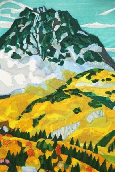 北岡文雄「小春日の漁村（銚子）」木版画 【真作】【WISH】北岡文雄