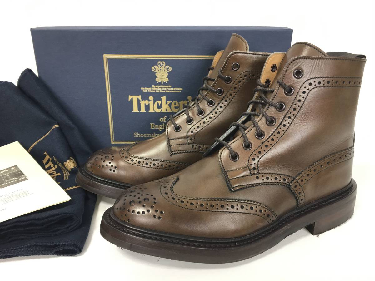 未使用品 Tricker's トリッカーズ L5180-D Coffee Burnished Brogue Boots カントリーブーツ コーヒーバーニッシュ UK6 付属完備