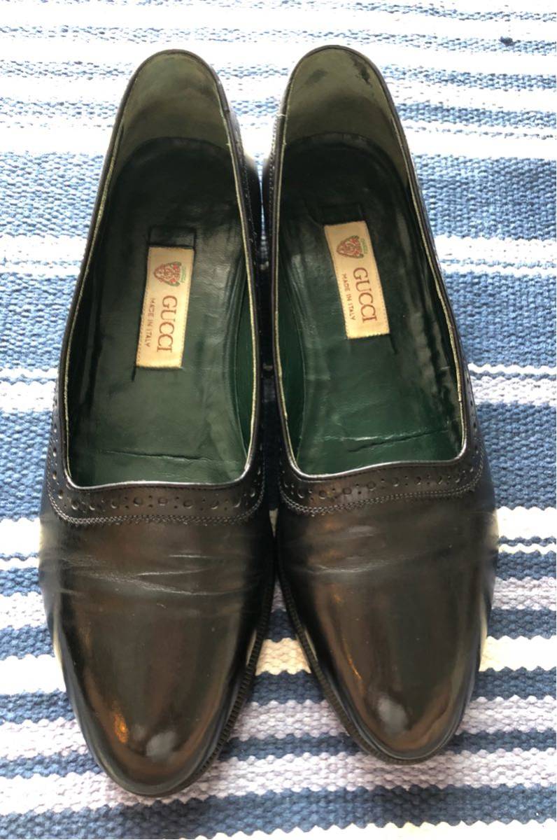GUCCI グッチ オールドグッチ ヴィンテージ ローファー ブローグ 42 D 黒 