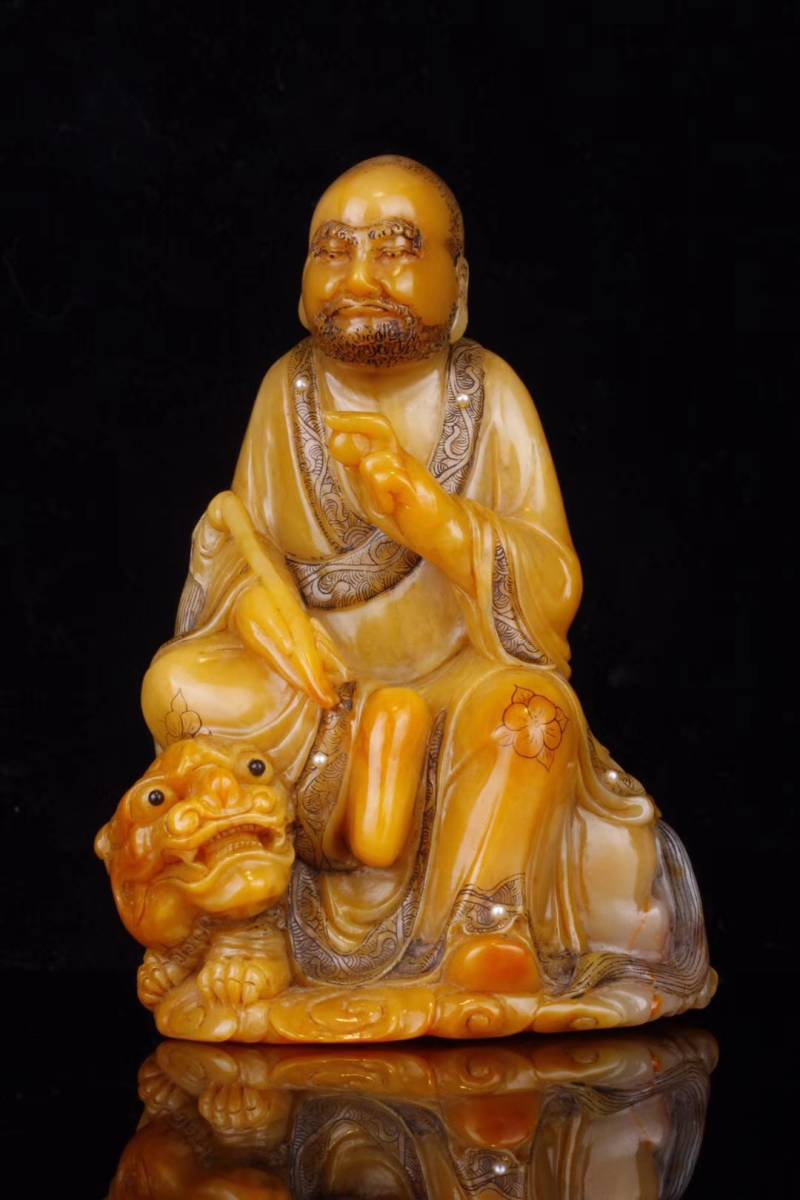 唐物 中国美術 清朝期 古寿山田黄石彫り 雲嶋中国古玩 羅漢戲