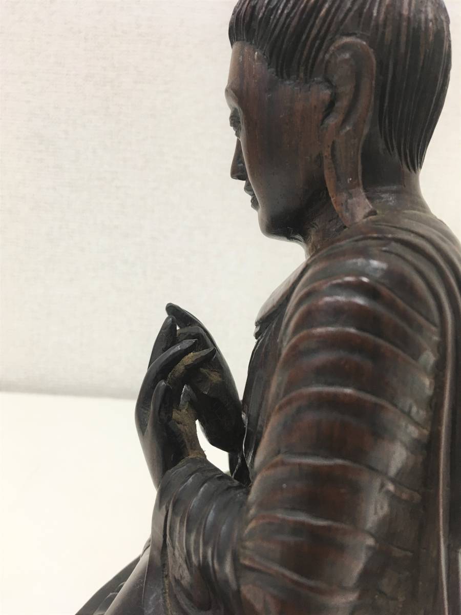 ミャンマー　木彫像　木製　木彫り 木製【木彫り ビルマ 仏像】ミャンマー/香木？/高さ22cm/美術品/A5654