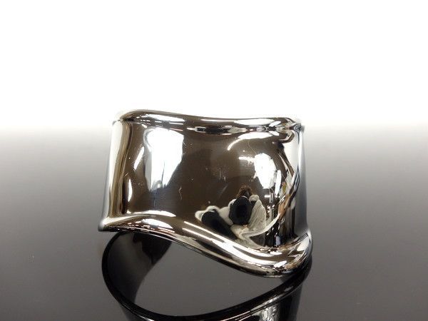 美品【TIFFANY & Co.ティファニー】エルサペレッティ★ボーン カフ ブレスレット★バングル★ルテニウム★左手用