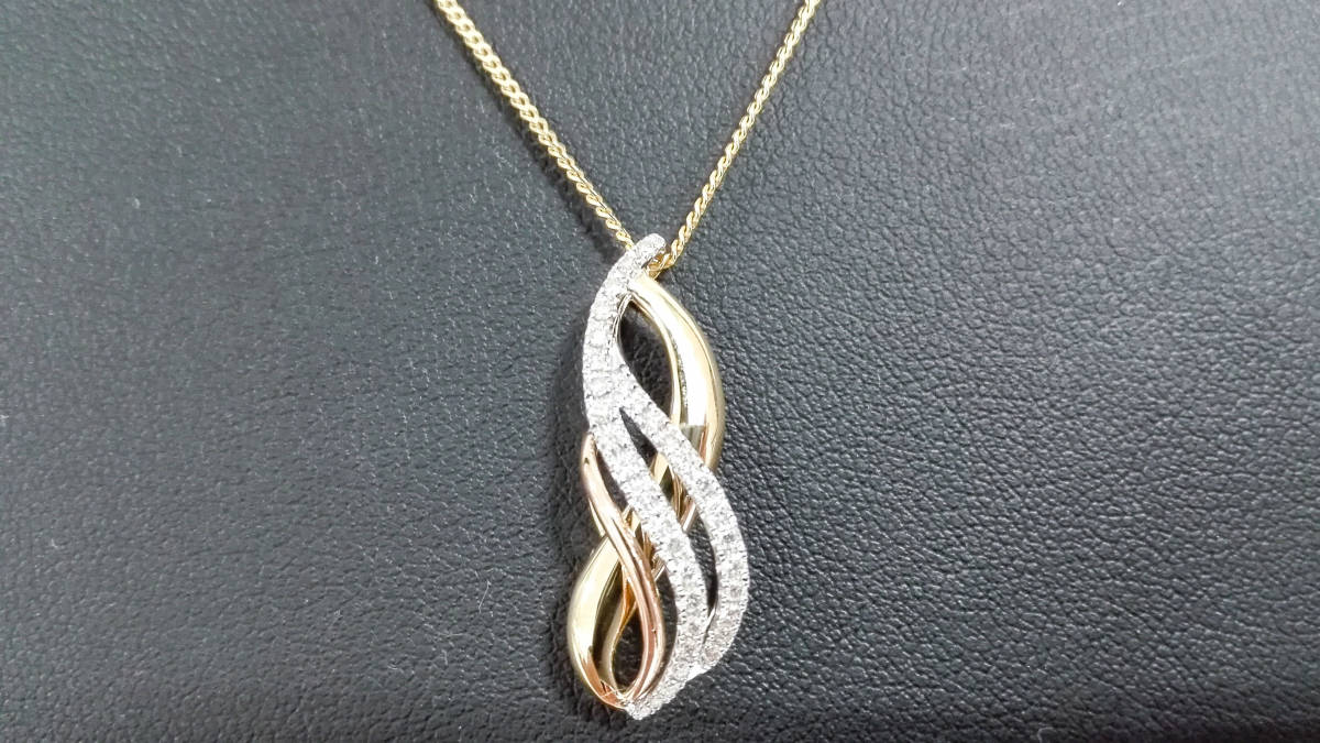 ダイヤモンド ネックレス K18 0.3ct 18金 K18ゴールド 計0.09ct コンビ 