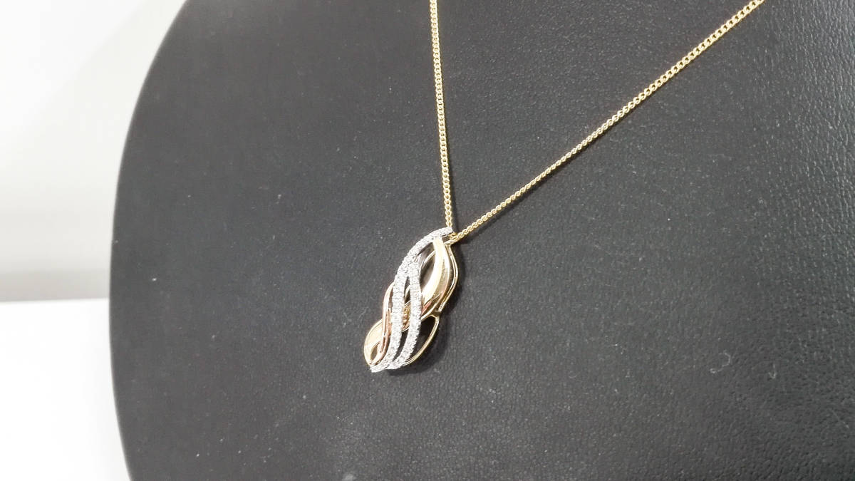 ダイヤモンド ネックレス K18 0.3ct 18金 K18ゴールド 計0.09ct コンビ 