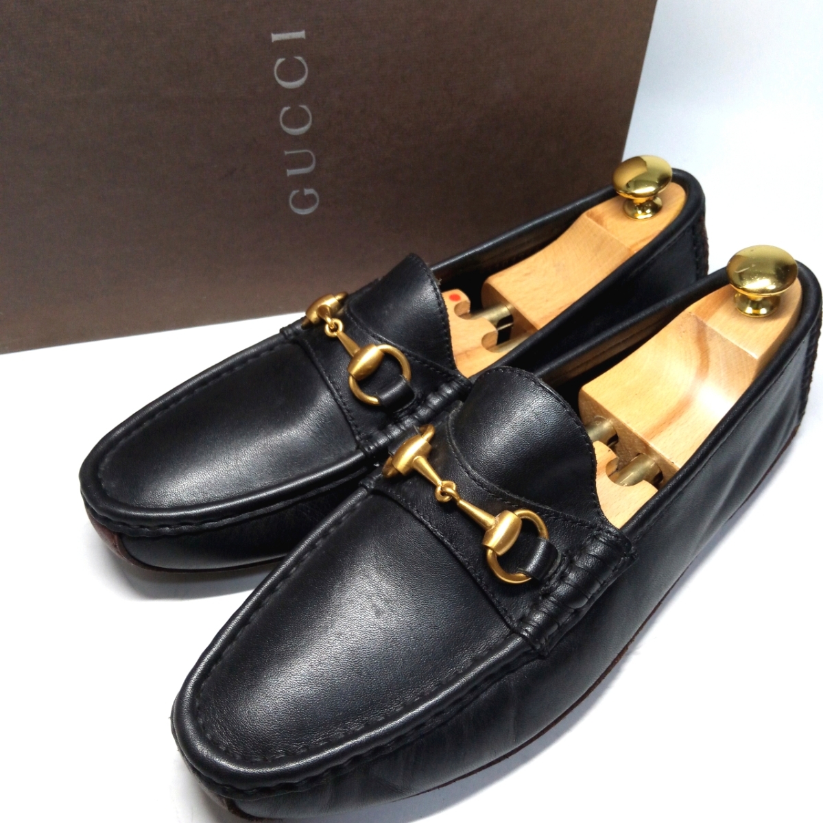 美品 GUCCI グッチ 7 5 約25 5㎝ ホースビットローファー スエード