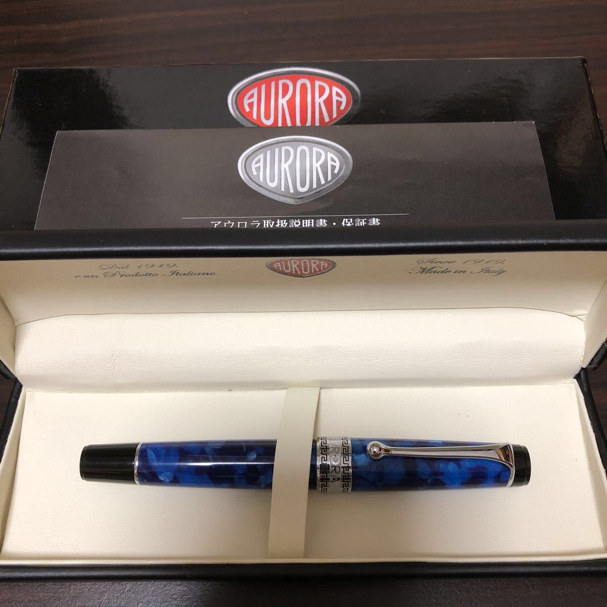 人気】アウロラ オプティマ ブルー×シルバー CT 万年筆 F 14K AURORA