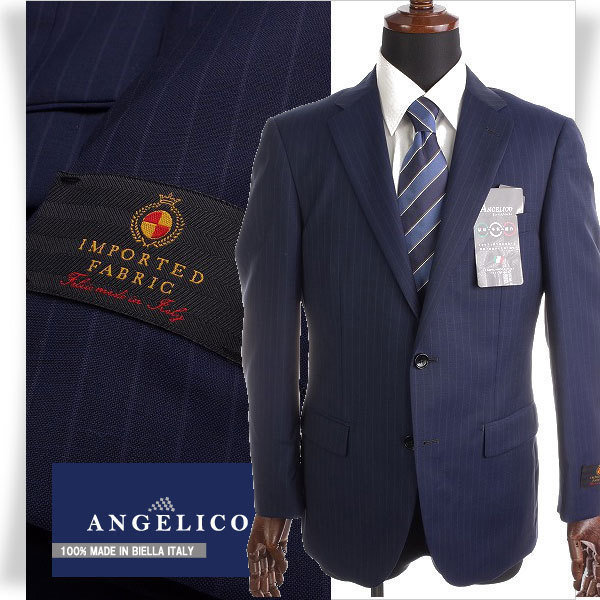 新品☆定価7.4万 ANGELICO アンジェリコ イタリ生地 ストライプスーツ