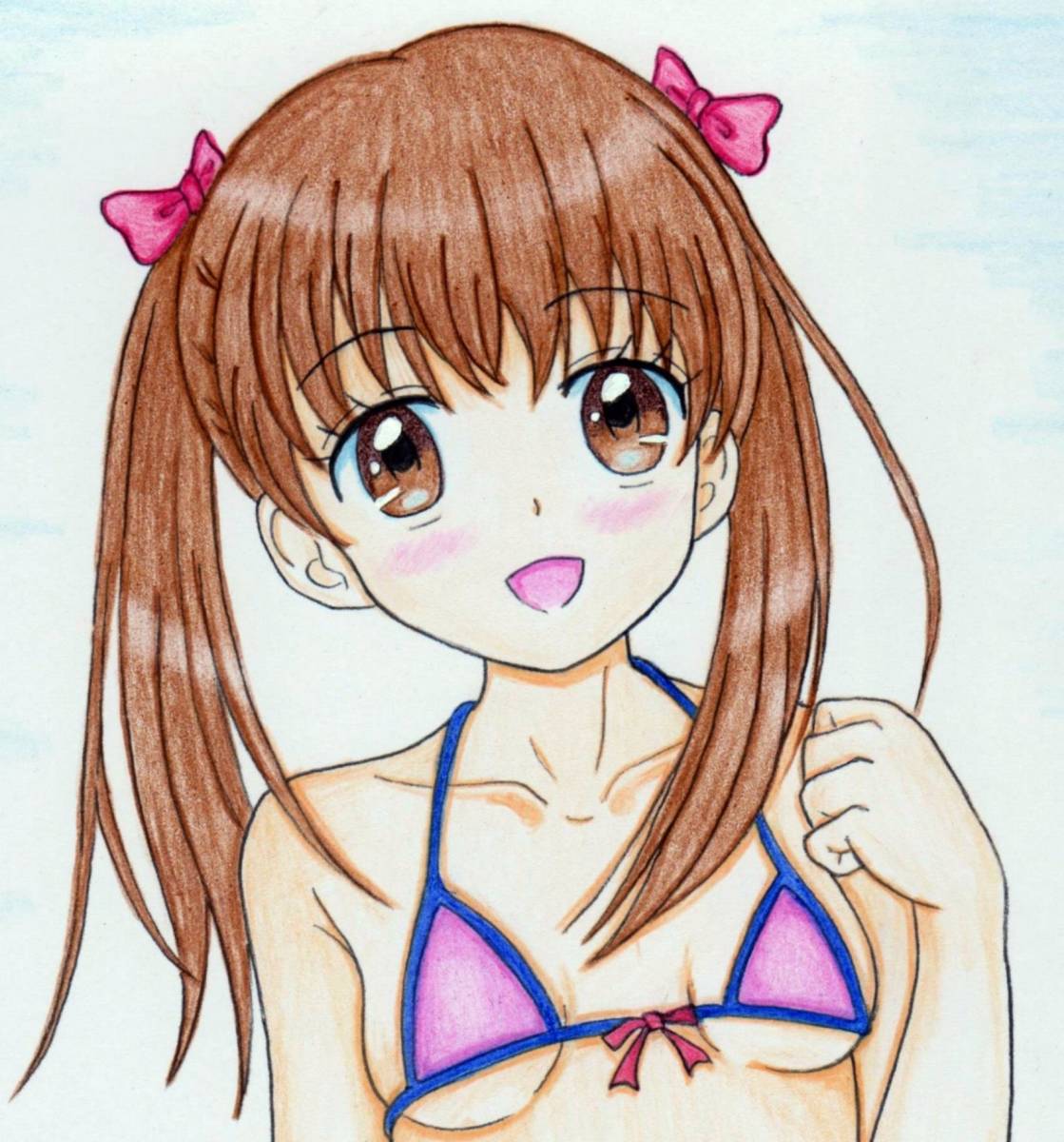 手描きイラスト A4サイズ 『綾瀬 花火』 水着(手描きイラスト)｜売買