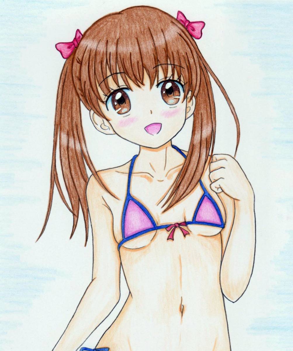 手描きイラスト A4サイズ 『綾瀬 花火』 水着(手描きイラスト)｜売買