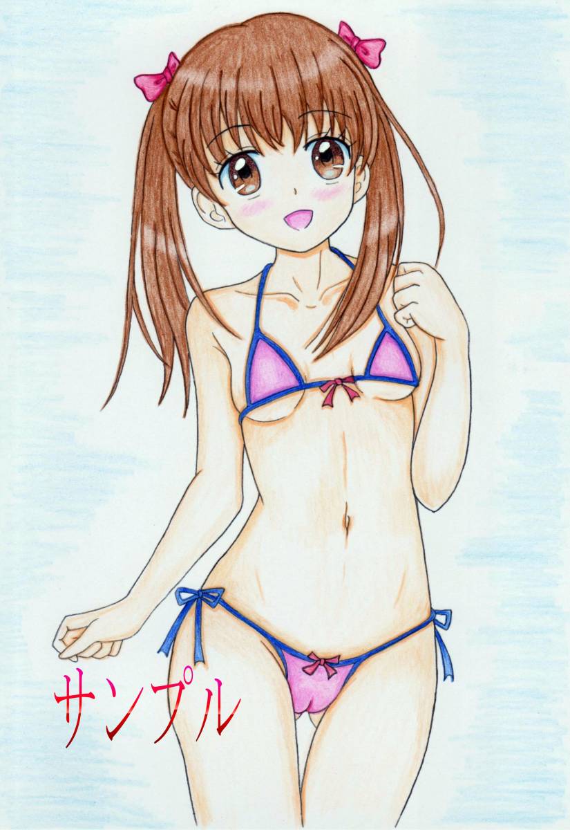手描きイラスト A4サイズ 『綾瀬 花火』 水着(手描きイラスト)｜売買