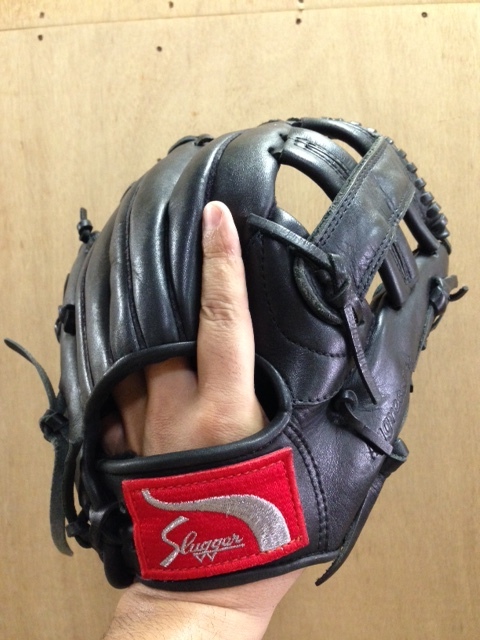 美品 硬式 久保田スラッガー SLUGGER 内野用グローブ 黒 型付け済み 希少ラベル 