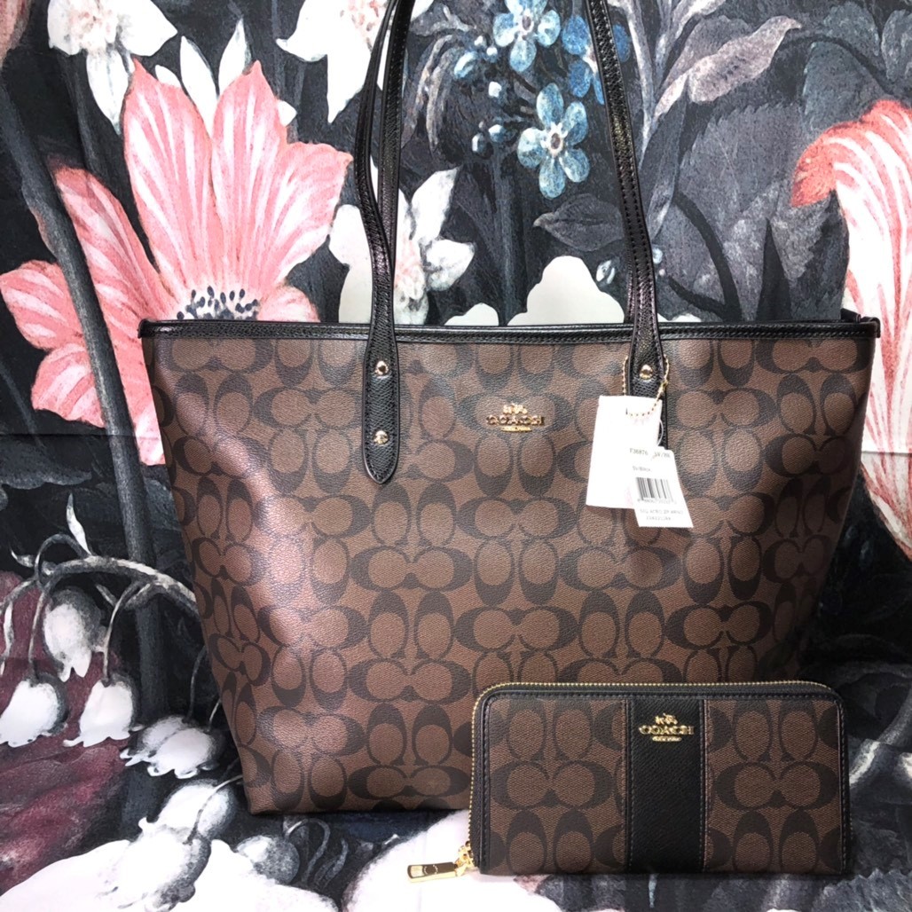 COACH ラグジュアリー シグネチャー シティー ジップ トップ トート 