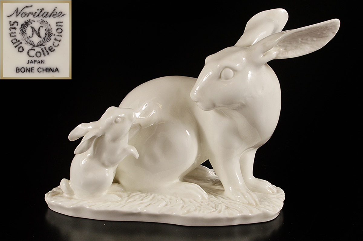 希少品 Noritake Studio Collection 置物 白磁 うさぎ 希少 美品