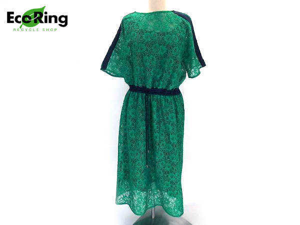 1円 美品 グレースクラス 半袖 ワンピース 36 グリーン EV465