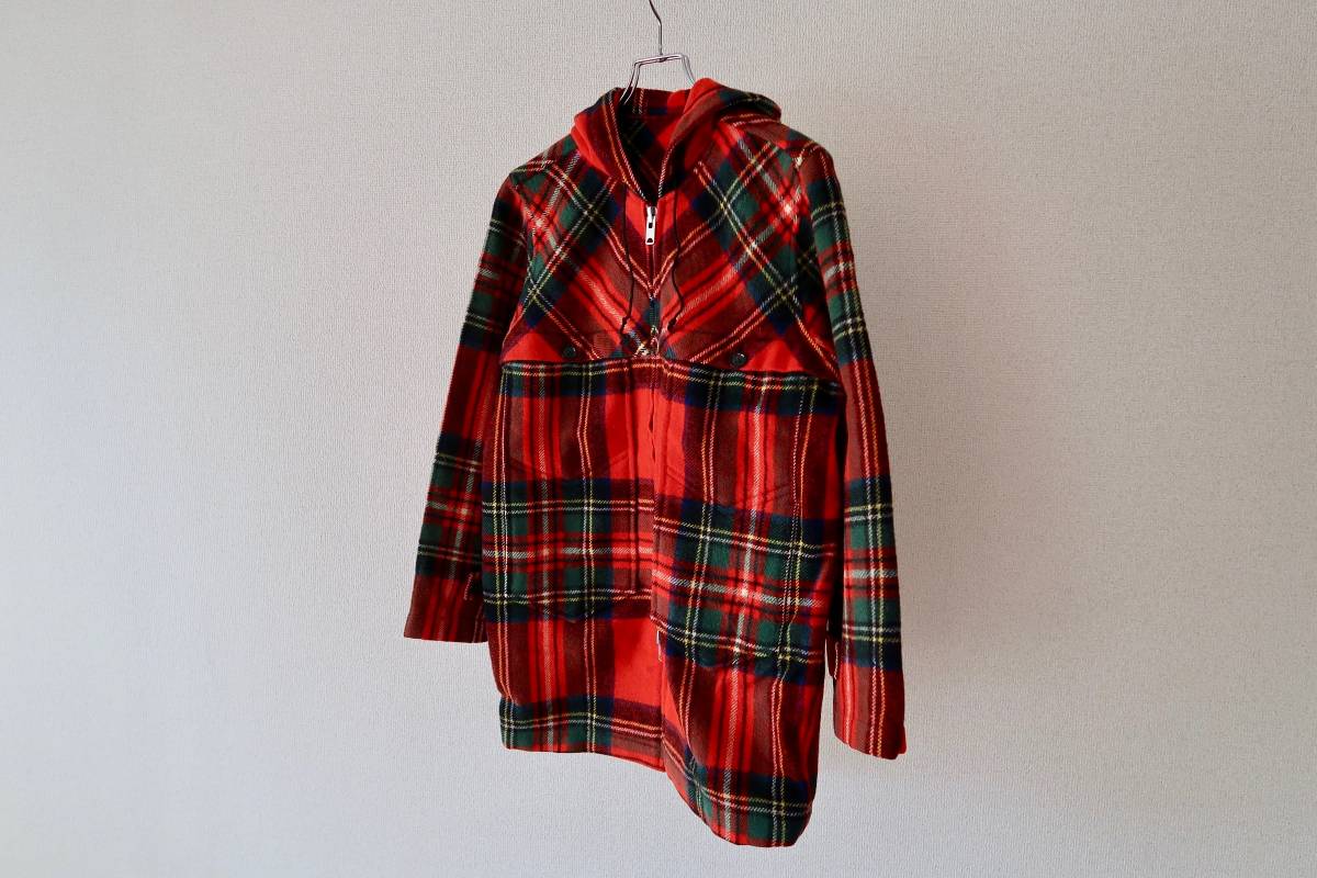 VAN JACKET スタンドカラーコート ウール チェック柄 レッド LL VAN