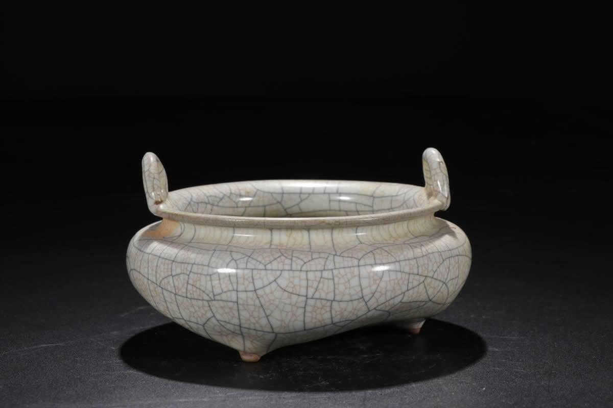 中国美術 哥窯 香炉 骨董 古美術 中国古玩 中国陶磁器 哥釉三足