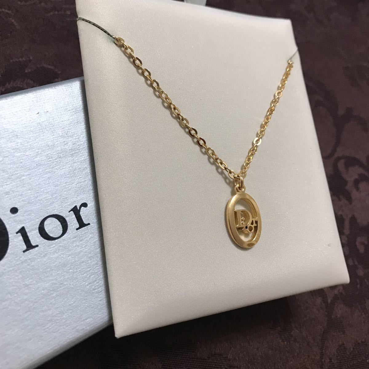 レディース Christian Dior ネックレス ゴールドカラー サークル ロゴ