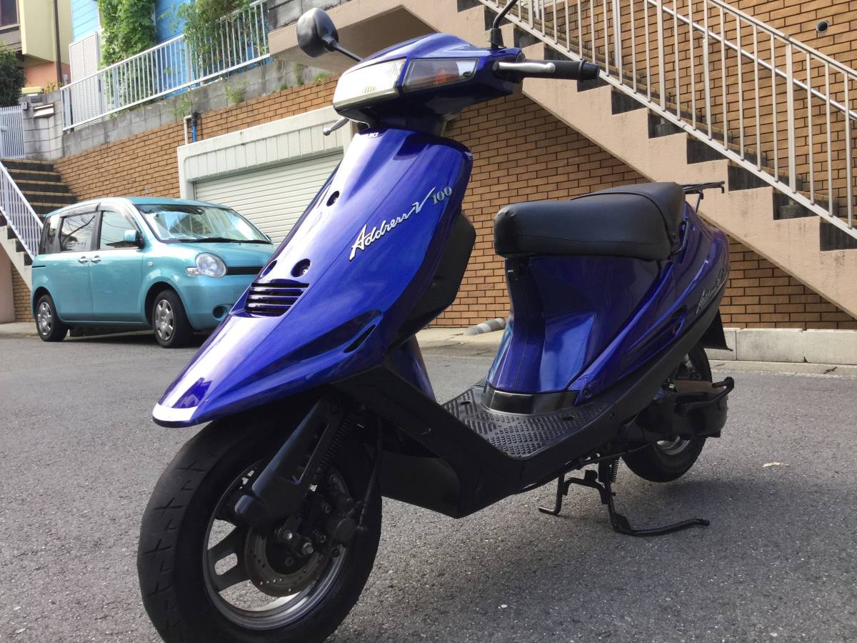 【新規、一桁評価入札不可】アドレスV100　後期　CE13A　激安、格安　バッテリー新品　セル始動　通勤　通学　足に　安い2種スク！② 