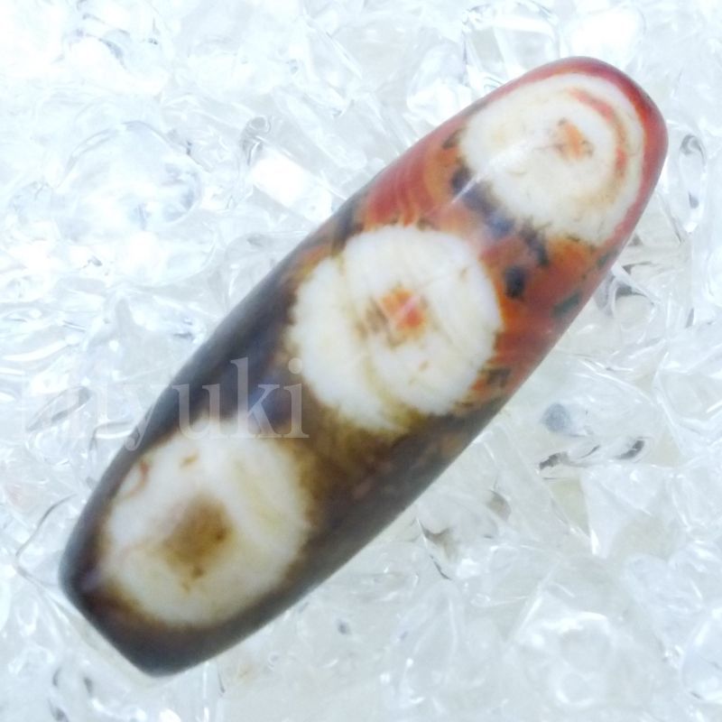 御幸天珠 B04239 緑度母天珠 三眼天珠 39x13mm 如意樹