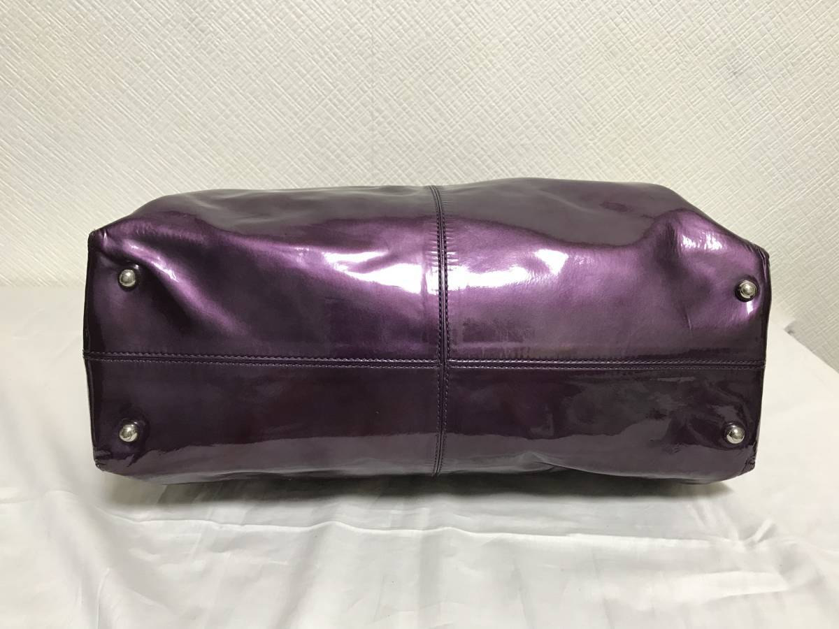 本物トッズTODS本革エナメルレザーボストンバッグビジネストートバック 