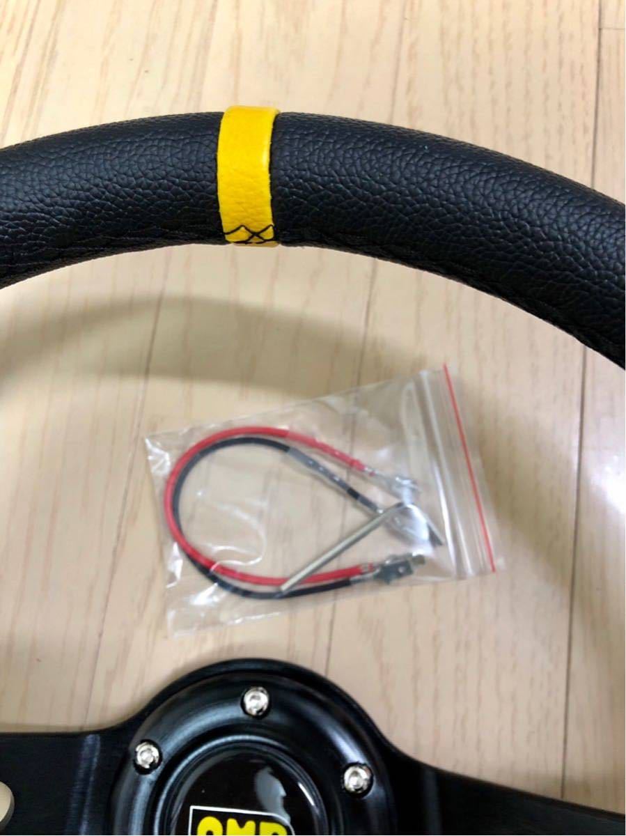 「新品在庫あり」Omp 革ステアリング ホイール 黄 ホーンボタン付 モモmomoスパルコnismo無限86ZN6BRZ33ロードスターFD3S2000Z34S660_3