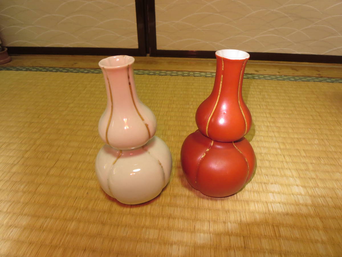 酒器 茶道具 十六代永楽善五郎（即全）作瓢形紅白徳利