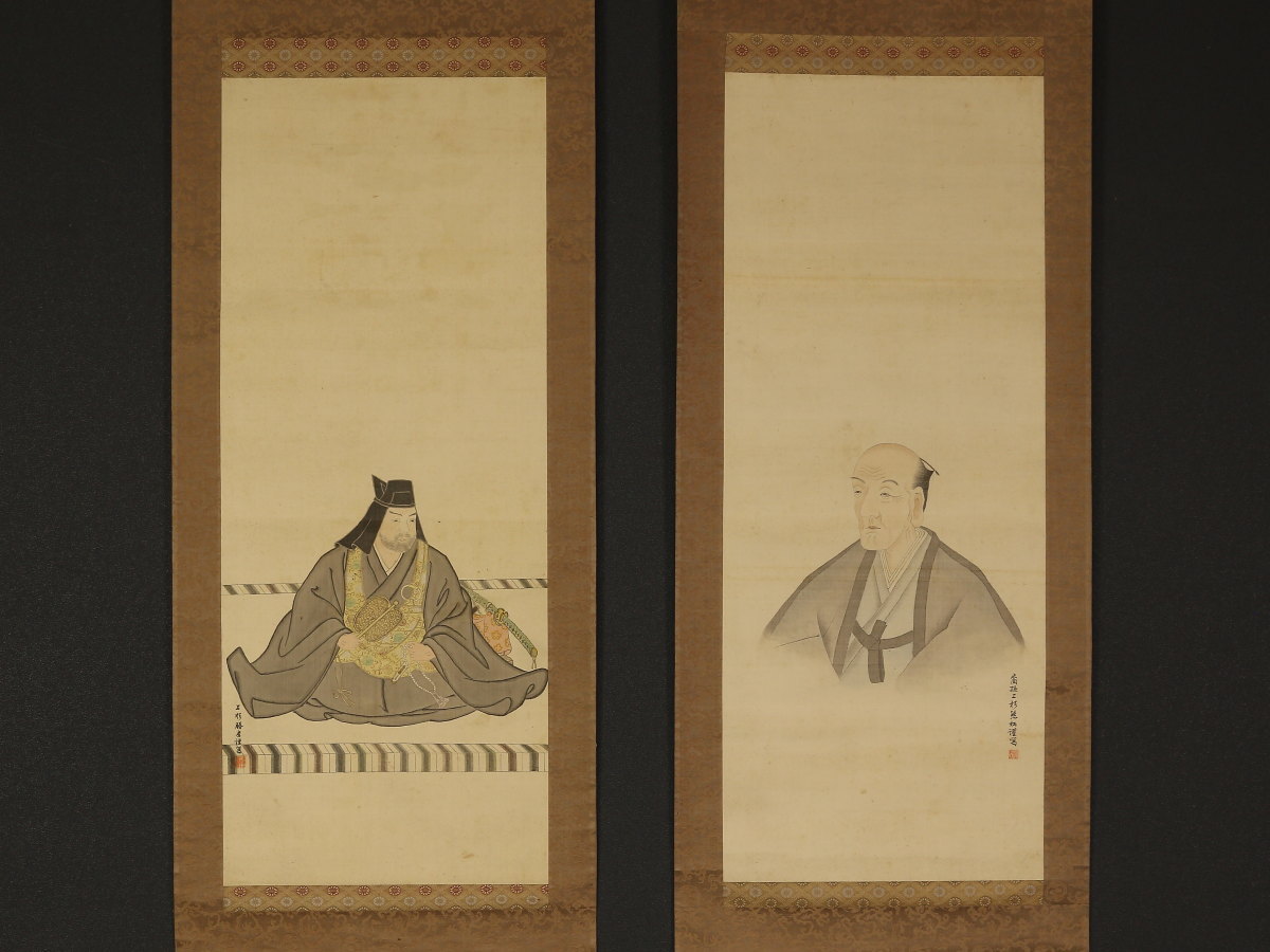 定番，お買い得 模写 伝来 f7405 上杉熊松 上杉勝房 双幅 上杉家肖像 鷹山 謙信像(人物、菩薩)｜売買されたオークション情報、yahooの商品情報をアーカイブ公開 - オークファン 人物、菩薩