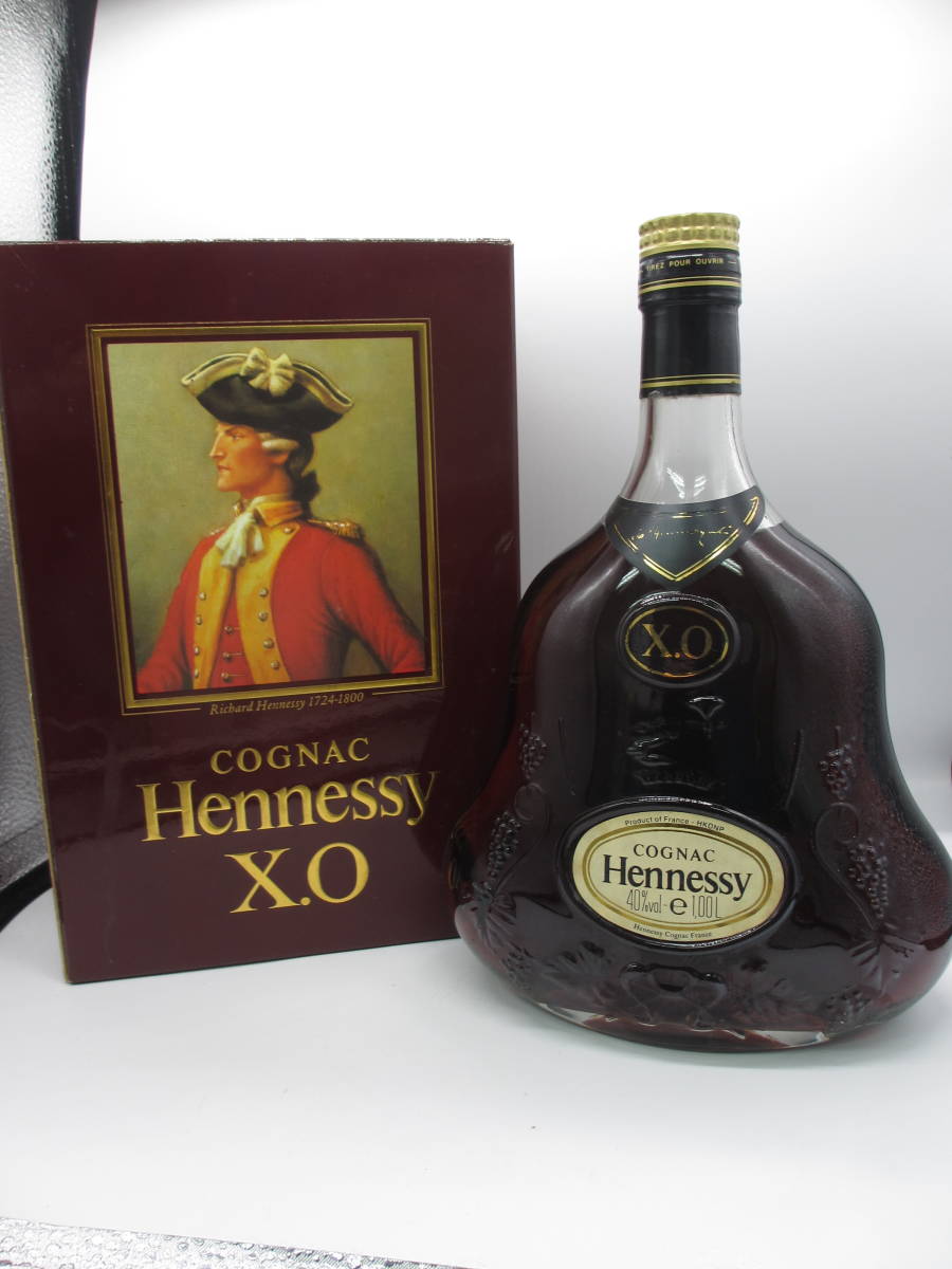 ◆【未開栓】 HENNESSY ヘネシー XO ナポレオン 金キャップ クリアボトル 40% 1L 古酒 箱付き◆