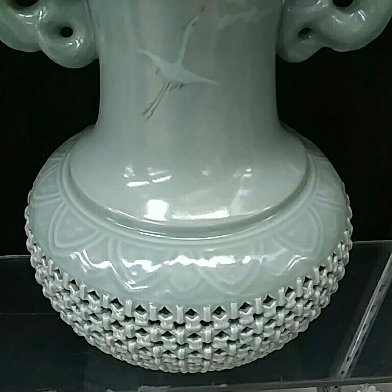 花瓶 高麗青磁 透かし 壺 青磁 鶴 飾り壺 海泉 韓国 Yahoo