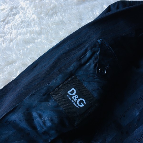 07352 ドルチェ&ガッバーナ D&G メンズ スーツ 44 ブラック ストライプ イタリアンスタイル 黒タグ
