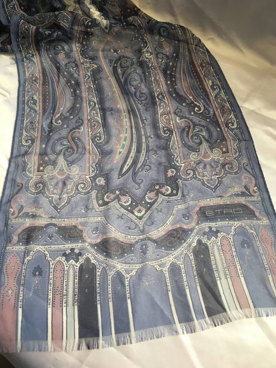 エトロ！ストール！ブルー系！超美品！ETRO！本物！