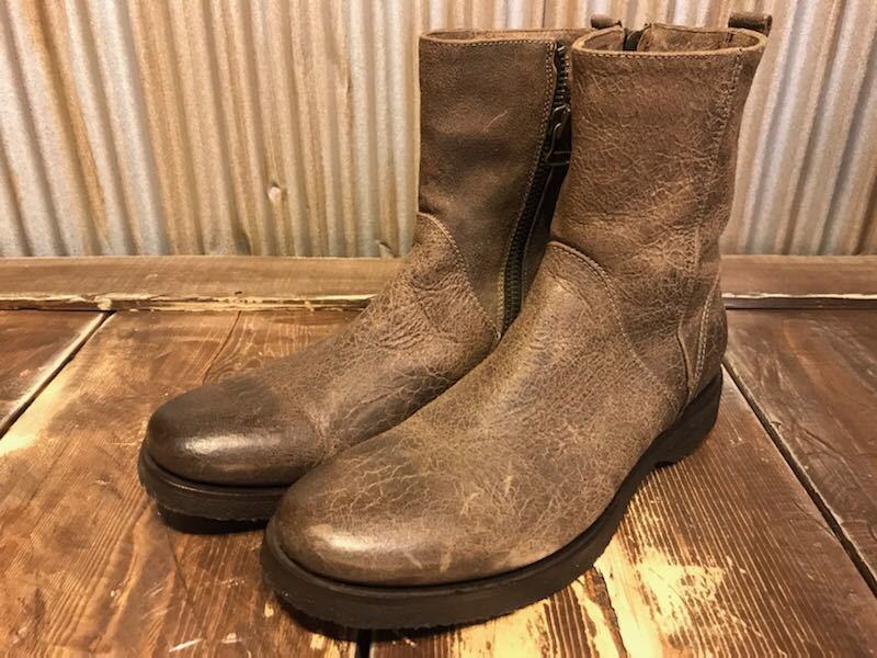 大人気，お買い得 I195 メンズ ブーツ 特徴的な質感 BUTTERO ブッテロ ブラウン ショート サイドジップ レザー 本革 8 / 約25.5cm(男性用)｜売買されたオークション情報、yahooの商品情報をアーカイブ公開 - オークフ 靴