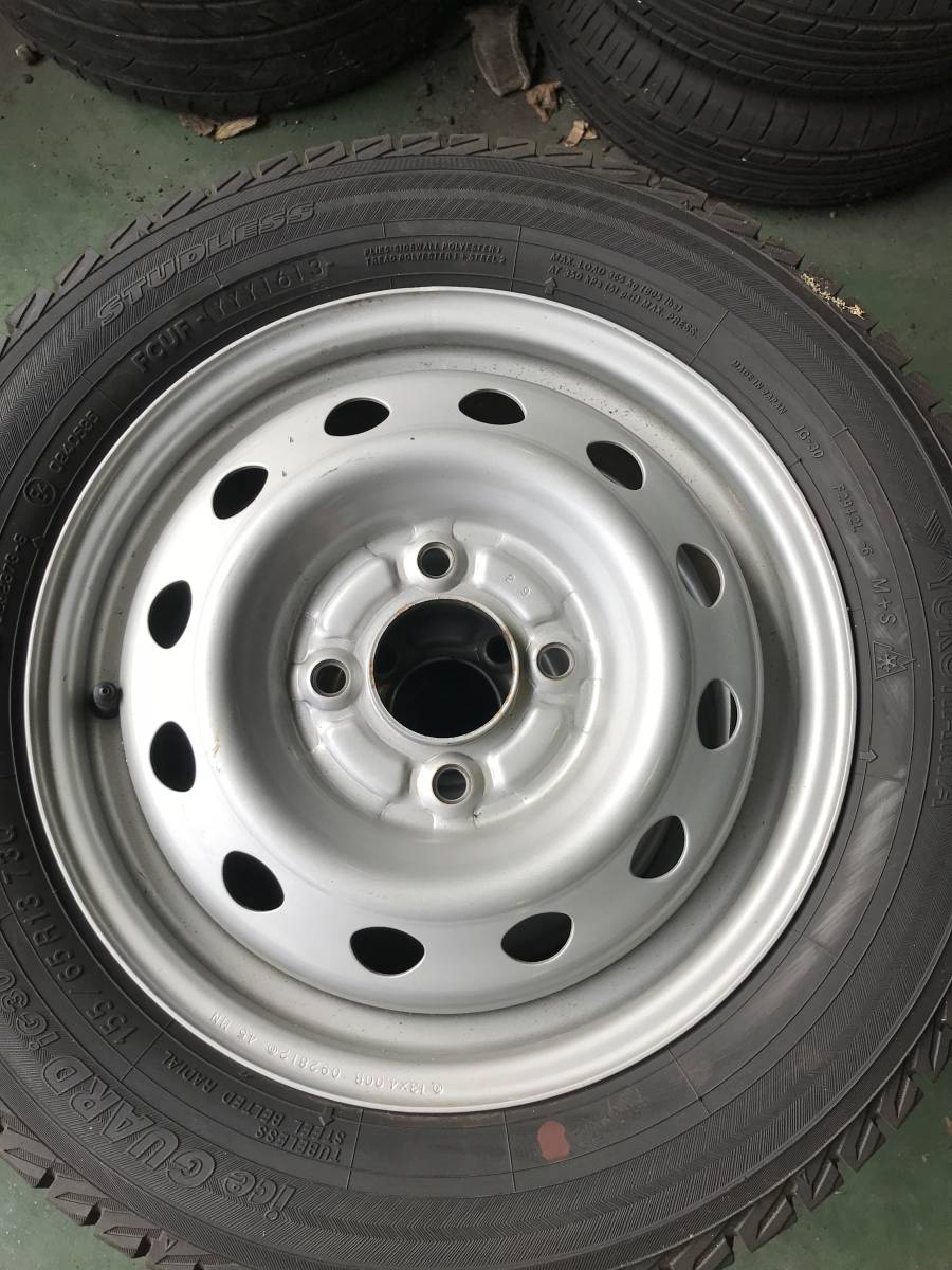 バリ山155/65R13 73Q 鉄ホイール・激安!!4本セット価格4904 73Q バリ