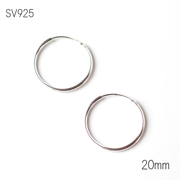 送料無料 SV925 20mm 2cm 華奢 細い フープ ピアス スターリングシルバー ラッピング アクセサリー ギフト プレゼント メンズ 男性 女性_1